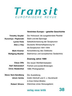 cover image of Transit 37. Europäische Revue